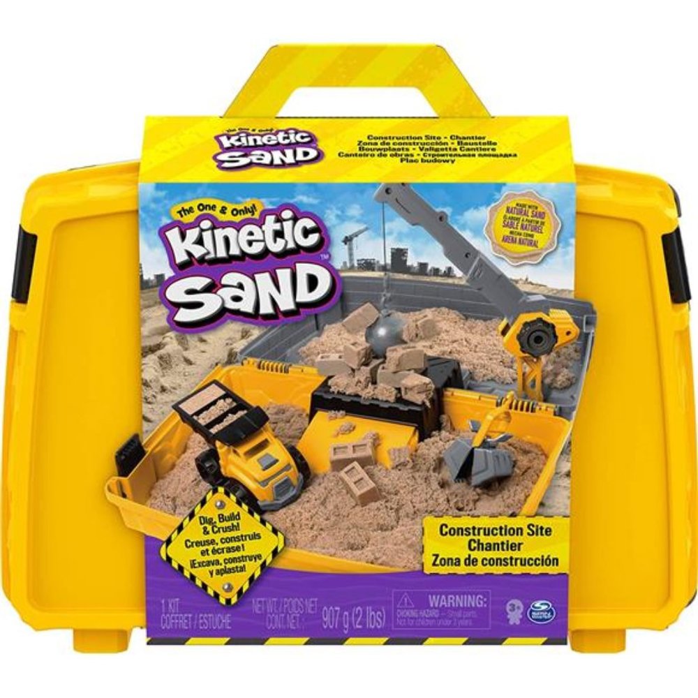 Kinetic Sand, Construction Site Folding Sandbox with Toy Truck and 2lbs